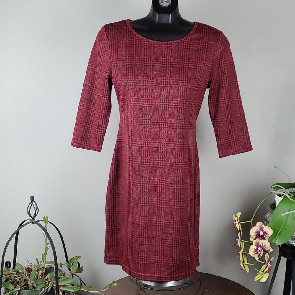 NORDSTROM PAPILLON Dress Red Black Plaid Size Small